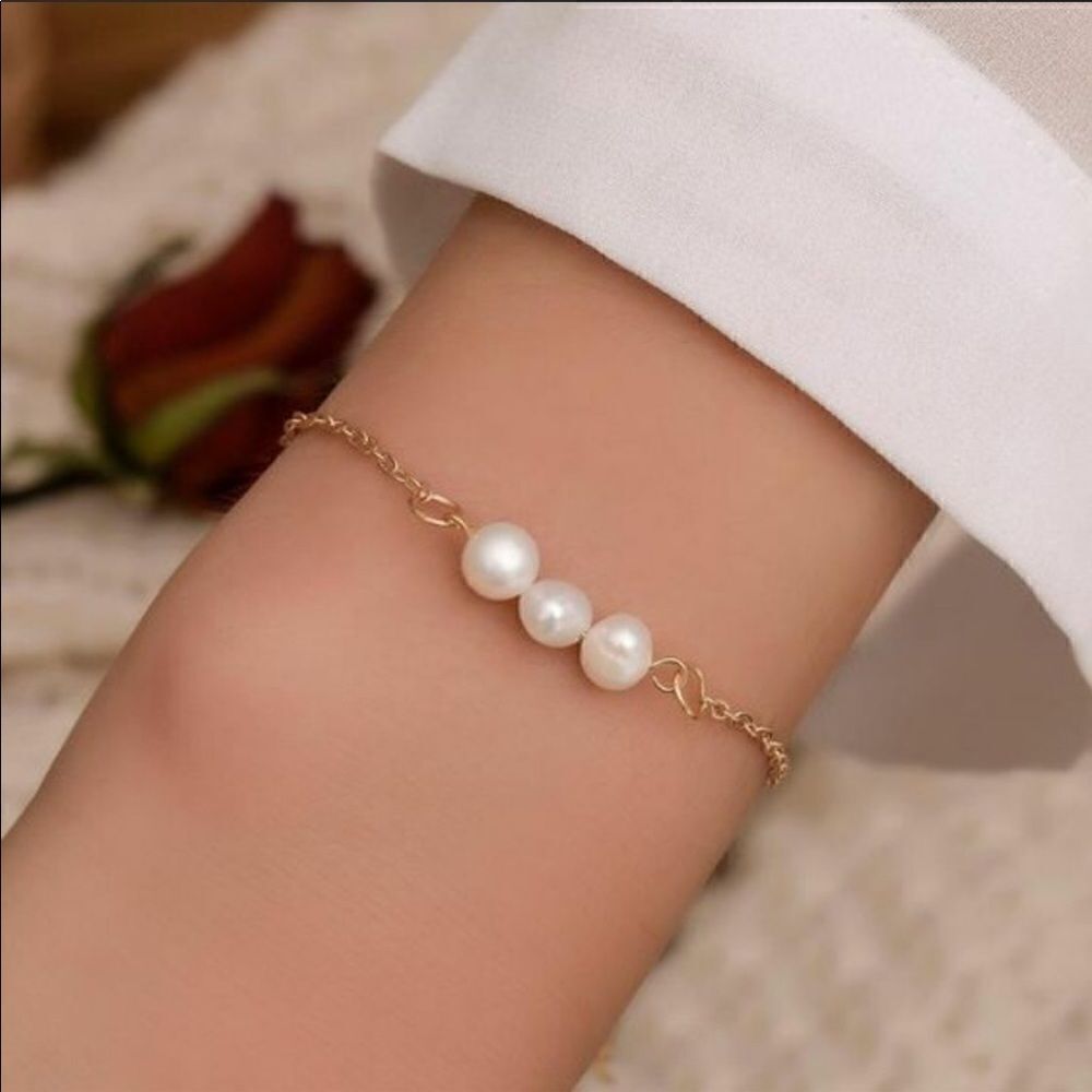 Bracelet Dainty Faux Pearls Cooper Versatile